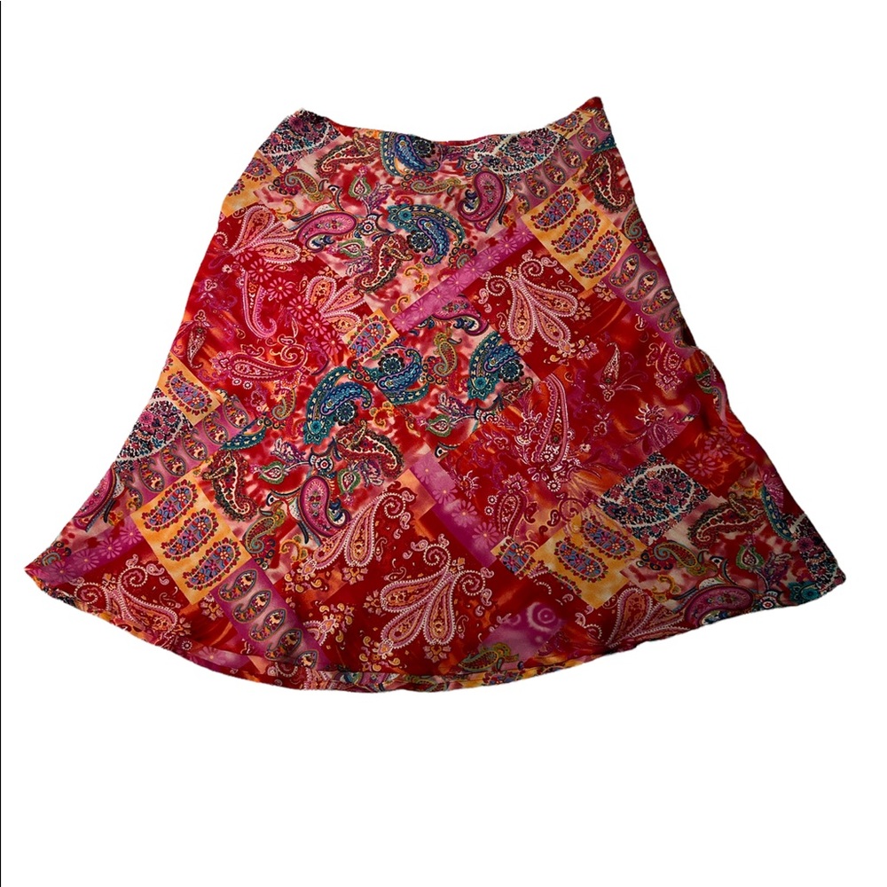 Coldwater Creek - Skirt - Size M (6/8) - Red Multi-colored Paisley - Polyester